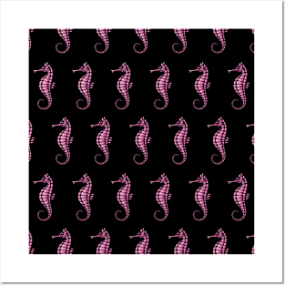 Seahorse Pink Pattern Posters and Art